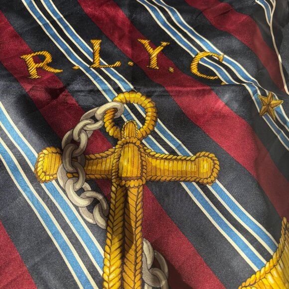 Vintage Ralph Lauren Vacht Club Silk Scarf 34x34 - Picture 3 of 3